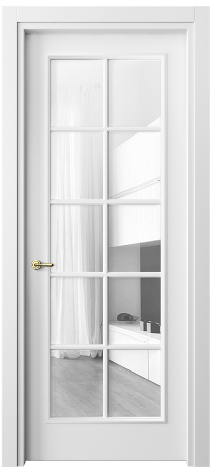 Межкомнатная дверь Paris 8102 Матовый белоснежный Прозрачное стекло Цена 112111 сом| Volhovec
