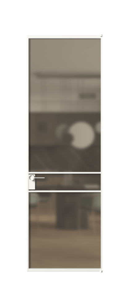 Алюминиевая дверь АЛПЛ040.02 Алюминий Белый Сатинированное бронзовое стекло, триплекс Цена 120130  | Volhovec