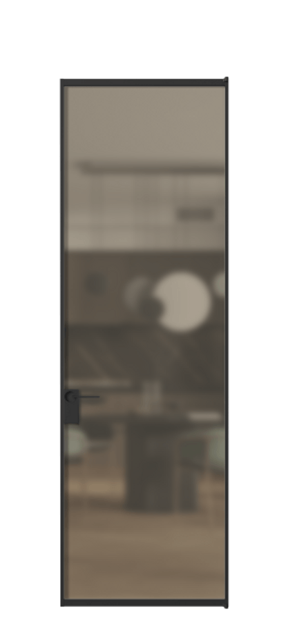 Алюминиевая дверь АЛПЛ040.01 Алюминий Черный Сатинированное бронзовое стекло, триплекс Цена 23460710  | Volhovec