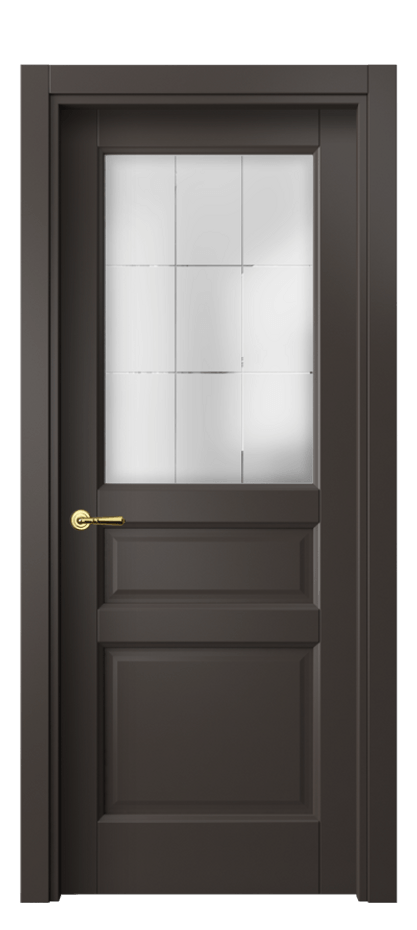 Межкомнатная дверь Галант 1432 Матовый антрацит Сатинированное стекло с гравировкой "Лофт" Цена 44024 ₽ | Volhovec
