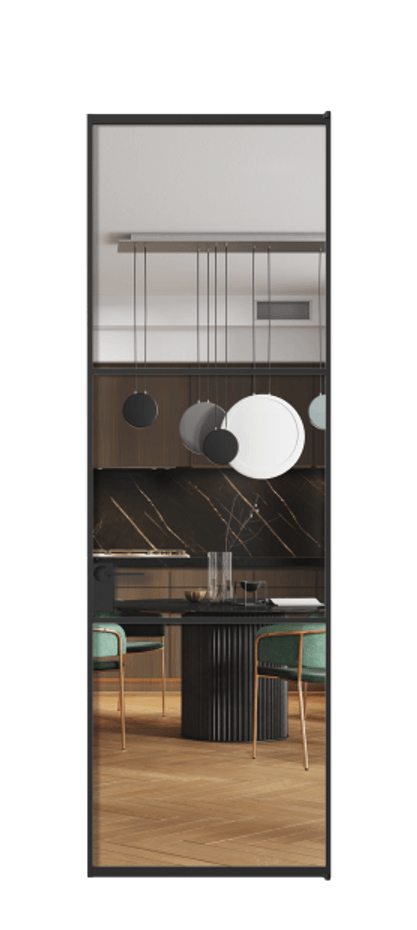 Алюминиевая дверь АЛПЛ040.03 Алюминий Черный Прозрачное стекло "Crystal Vision", калёное Цена 29834910  | Volhovec