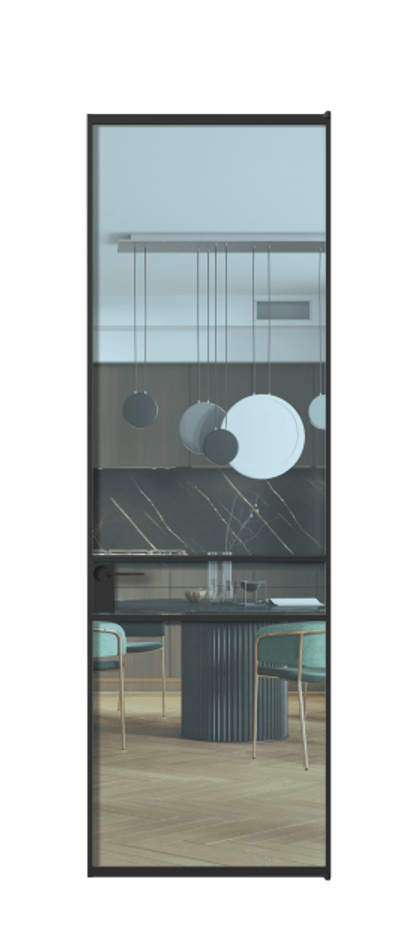 Алюминиевая дверь АЛПЛ040.02 Алюминий Черный Прозрачное голубое стекло, триплекс Цена 120130  | Volhovec