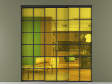 Перегородка Formato внутри проёма 3 створки с синхронным механизмом